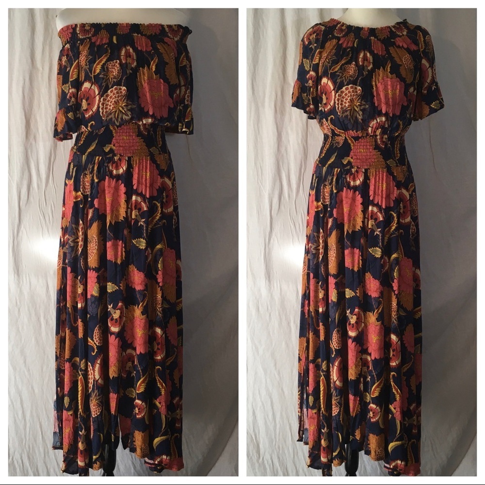 Jaase Leah Off‎ The Shoulder Maxi Dress Womens XS Gypsy Bohemian Boho Festival